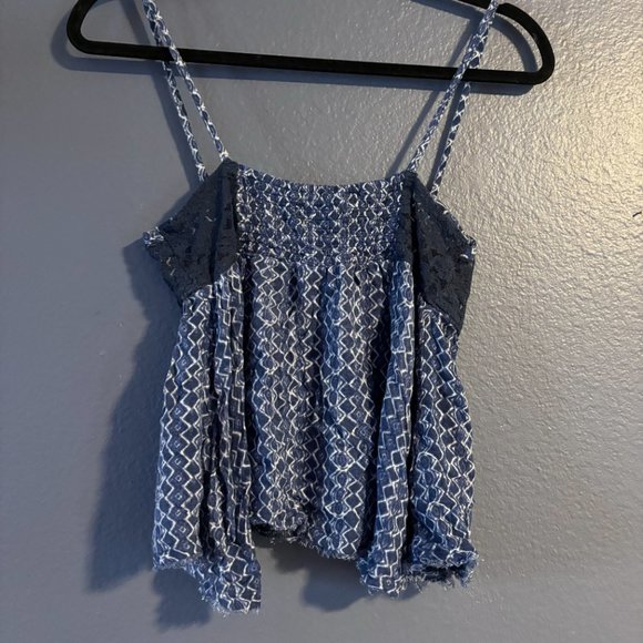 Blue Patterned Tank Top Blouse - Picture 4 of 11